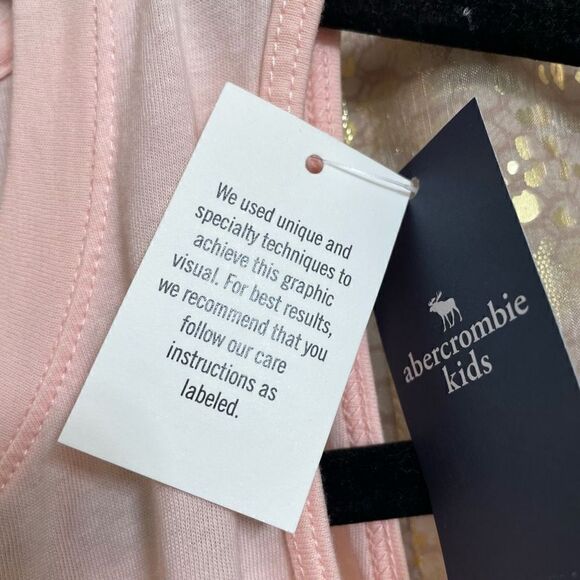 Abercrombie & Fitch Light Pink Gold Logo Knitted Tank Top, Girls XL NWT - Picture 6 of 7